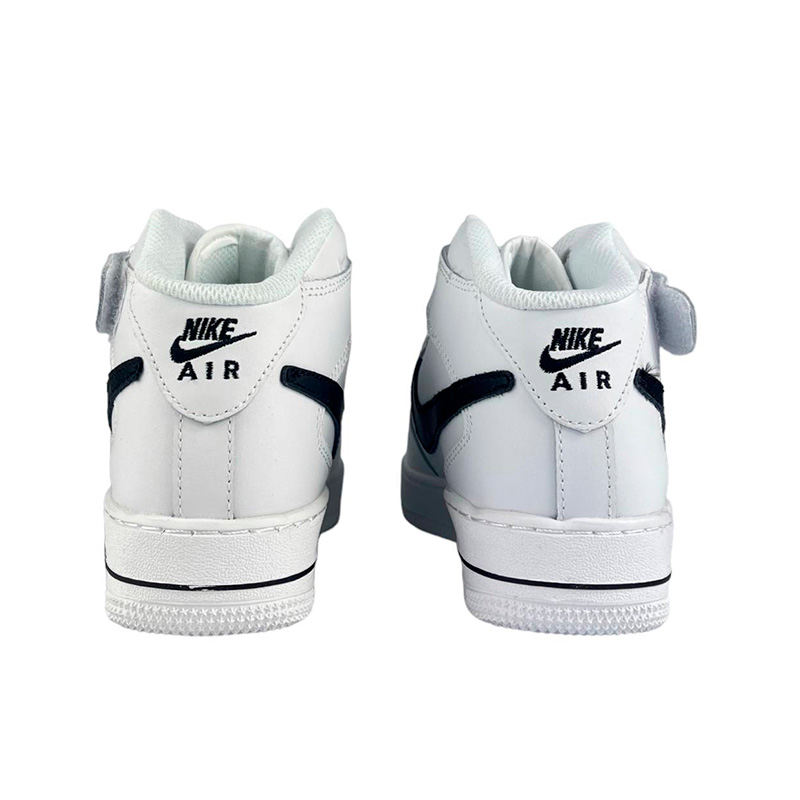 Nike Air Force 1 High White Black Logo Winter С МЕХОМ