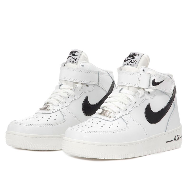 Nike Air Force 1 High White Black Winter С МЕХОМ
