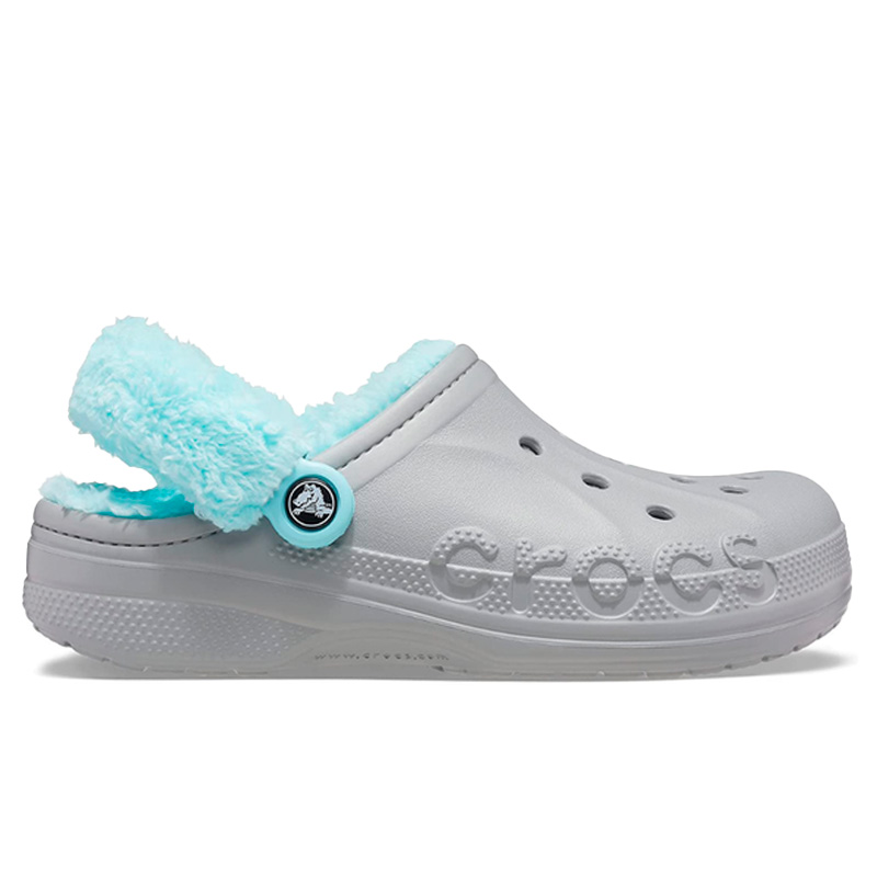 Crocs Baya Lined Fuzz Strap Grey Ice Blue