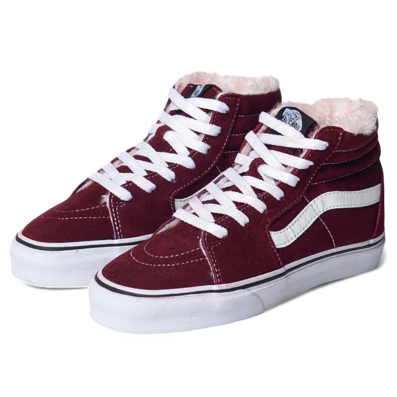 Vans Old Skool High Bordo White З ХУТРОМ