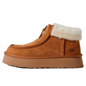UGG Funkette Low Platform Boots Zip Chestnut 1122551